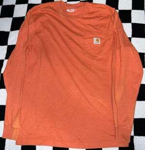 Carhartt Loose Fit Heavyweight Long Sleeve Pocket T-Shirt in Desert Orange